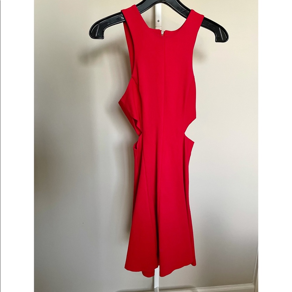 Sleeveless One- piece Waist Cut Out Dress Red